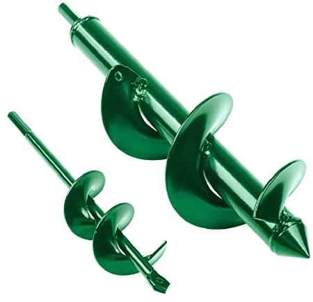 CHEYLIZI Garten Schnecken Spiralbohrer Erdbohrer für Bohrmaschine, 2er Set Profi Turboplanter Spiralbohrer für Pflanzen Erdlochbohrer mit Schnittfeste Handschuhe, 8x30cm+4x22cm