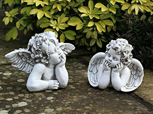 HH Home Hut Garden Ornaments Outdoor Cherub Statues Outdoor Fairy Large Garden Statues Angel Fairy Figures for Patio, Lawn, Garden Ornaments Décor Indoor Cherub Set