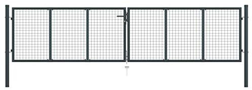 Mesh Gartentor,Verzinkter Stahl,Doppelflügeltor Doppeltor Gartentür Zauntor Hoftor Zauntür Gartenpforte,Mesh-Gartentor Verzinkter Stahl 400 x 175 cm Grau