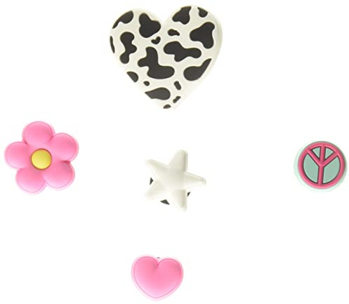 Crocs Unisex Peace & Love Schuh-Anhänger | Jibbitz Schuhanhänger, Girly Icon 5 Stück
