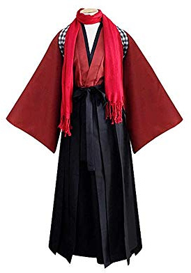 Herren Kendo Hakama Aikido Japanisches Samurai Kostüm Judo Kampfsport Uniform (Rot, S)