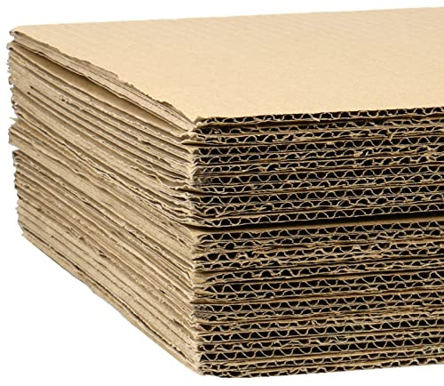 SINJEUN 100 Pack 12 x 9 Inch Corrugated Cardboard Sheets, Brown Kraft Cardboard Sheets for Crafts, Flat Cardboard Filler Insert Sheet Pads for Packing, Mailing, Moving