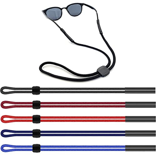 5 Pack Neck Strap Eyeglass Cord Eyewear Retainer Sports Band,Sport Sunglass Holder Strap, Lanyard Glasses Chain Strap, with Adjustable Buckle 5Colors