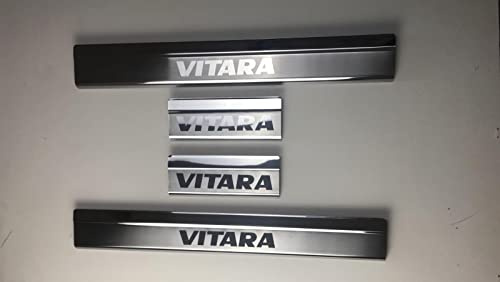 manox Lot de 4 protections de seuil de portière pour Suzuki Vitara LY à partir de 2015 Acier inoxydable chromé