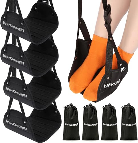 Airplane Foot Hammock (4 Pack) - Perfect Office or Airplane Footrest to Relax Your Feet