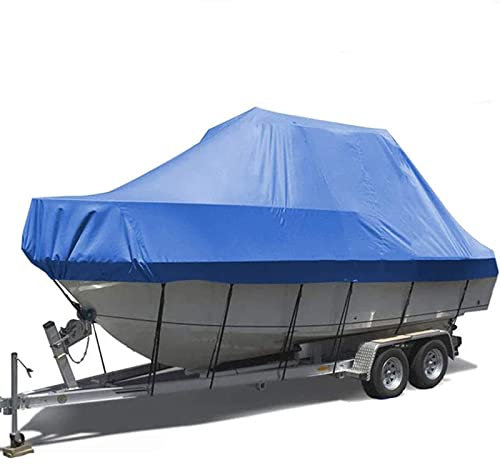 ELVONS 19-27 Fuß Abdeckplanen FüR Boote, 210d Oxford-Stoff Staub- Und ReißFest V-FöRmige Bootsabdeckung Passend FüR Schiff Schutz Im AußEnbereich, Bleu,Blau,25~27ft(1008cm*590cm)