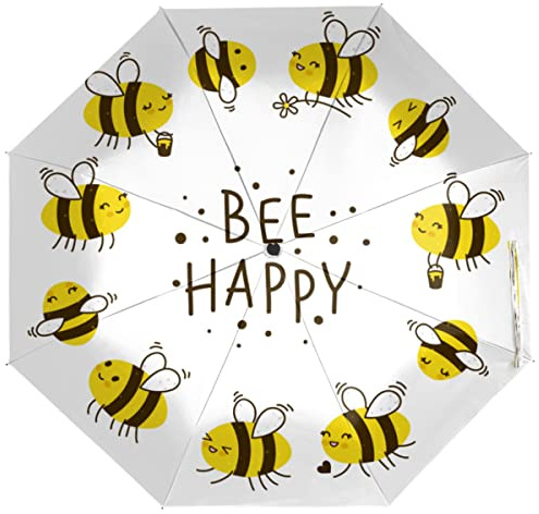 TropicalLife Reise-Regenschirm, niedliches Bienen-Zitat, automatisches Öffnen/Schließen, tragbarer UV-Schutz, winddicht, faltbarer Regenschirm, multi, Einheitsgröße