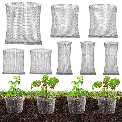 8 Stück Wurzelschutz aus Edelstahl für Pflanzen,Wühlmauskorb,Pflanzkorb Wühlmausschutz, Metallnetzbeutel aus Edelstahl,Pflanzenwurzelschutz für Schutz der Wurzeln von Bäumen, Blumen, Gemüse