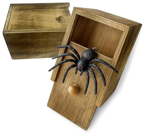 Original Cup - Caja Sorpresa con Broma de araña - Hecha 100% de Madera y a Mano - Idea de Regalo Divertida para niños y Adultos - Halloween Truco o Trato