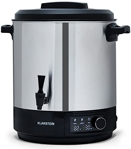 Klarstein Einkochautomat mit Hahn, 25L Glühweinkocher, Edelstahl- mit Zapfhahn, Großer Heißwasserspender, 2000W für Getränke & Speisen, Elektrischer Einkochtopf 30-100°C