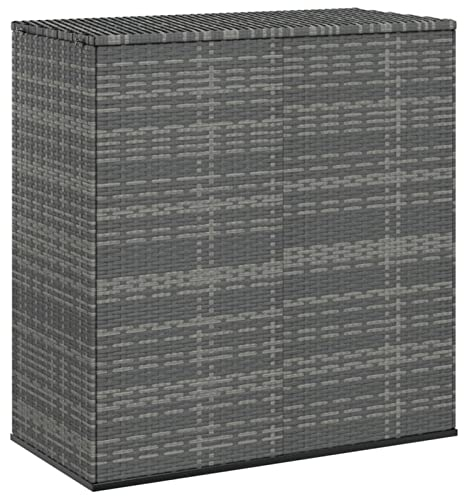 BULANED Garten-Kissenbox, Gartenbox, Auflagenbox, Gartenschrank, Balkonschrank, Aufbewahrungsbox, Gartenkiste, Balkon Schrank, Outdoor Box, PE Rattan 100x49x103,5 cm Grau