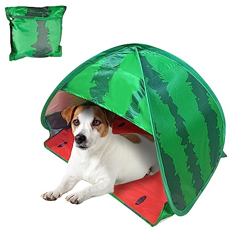 HACRAHO Tenda da spiaggia per cani, riparo solare, 1 confezione Anguria Tenda automatica portatile pop-up per il riparo solare Tettoia per l'ombra solare istantanea, L