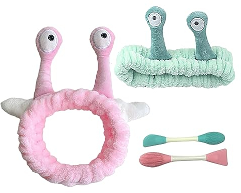 Juego de 2 cintas elásticas para caracoles con cepillos para máscara, tentáculos de caracol, de peluche, para mujeres
