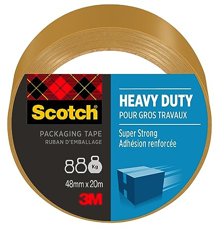 Scotch Ruban d’Emballage Extra Résistant, Marron, 1 Rouleau, 48 mm x 20,3 m | Pouvoir de Maintien Sûr et Puissant pour Fermer Cartons et Colis ; Idéal pour les Envois, Emballages et Expéditions