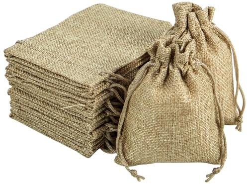 packra Jutesäckchen 30 Stück, Geschenktüten Jute Säcke Klein 9x12cm, Jute Beutel Stoffbeutel klein Leinen-Säckchen, Jutesäckchen für Schmuck Hochzeit Weihnachten Party