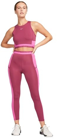 Nike Pro Dri-FIT - Canotta da allenamento corta da donna, Palissandro/Fucsia attivo/Pinksicle/Pinksicle 653, L