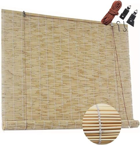Tapparella A Carrucola in Bamboo,Isolamento Termico Ventilazione Ombra Tenda A Rullo in Bambù,Tapparelle Avvolgibili Con Sollevatore,Tende Decorative Per Esterno/Interno (100x280cm/39x110in)