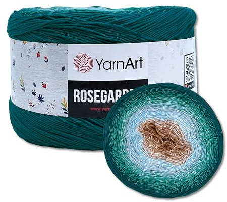 Frida's Wollhaus YarnArt 250 g = 1000 m Rosegarden Bobbel Gradient Yarn Wool 26 Colours (324 | Blue-Aqua-Light Blue-Beige)