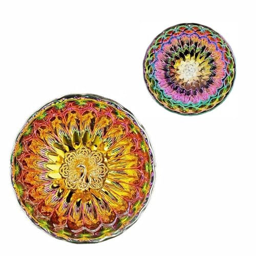 UUBLKH Juego de 2 tazas de té chino Tenmoku de 5.0 onzas, colorido Jianzhan Bowl Tenmoku Lotus Cups, juego de tazas de té de cerámica Kungfu chino, decoración de Navidad, regalo de Año Nuevo(B)