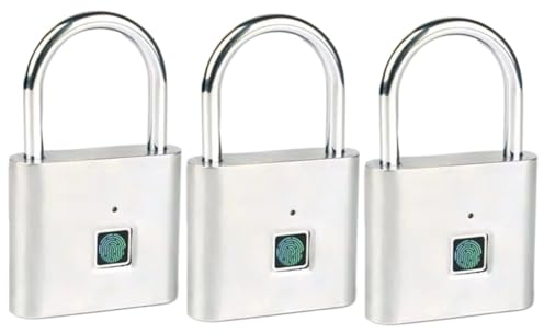 UKCOCO 3st Intelligentes Vorhängeschloss Fingerabdrucksperre Vorhängeschloss Mit Fingerabdruck Wasserdichtes Fingerabdruckschloss Kleines Türschloss