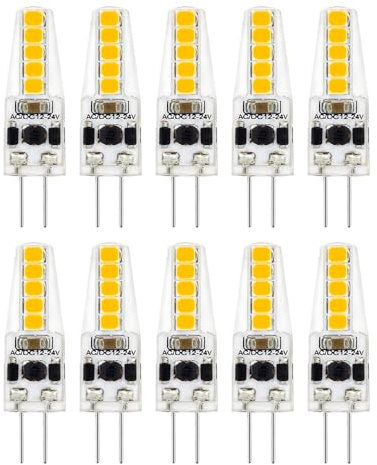 FEILEMAN G4 LED 12V 2W dimmbar Warmweiß Stiftsockel Lampen,10er Pack | 200lm 360° Abstrahlwinkel, kein Flickern, ersetzt 15–20W Halogen, Ideal für Kleinleuchten