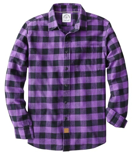 Dubinik® 6 oz Chemise Flanelle Homme 100% Coton Manches Longues Hiver Carreaux avec Poche Confortable Et Léger