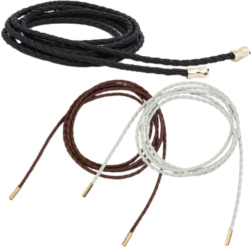 craspire 6 Stück Dünner Geflochtener Gürtel 3 Farben PU-Leder Boho Geknotetes Taillenband Seil 59 Zoll (150 cm) Verstellbare Perlen Vintage Schmale Krawatte Trendige Dekorative Gewebte Taillenschnur