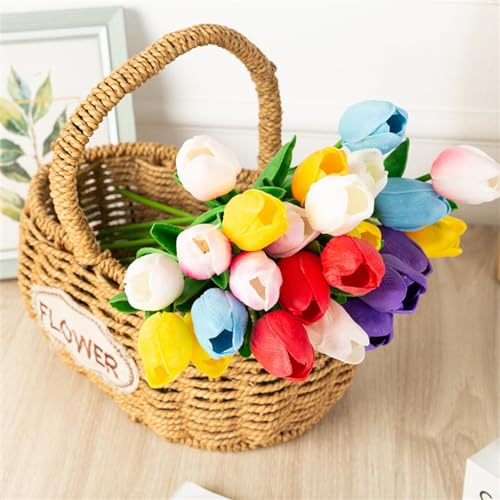 EpheyFIF 1 x künstlicher Tulpenstrauß, künstliche Tulpe für Hochzeit, Party, Zuhause, Büro, Zimmer, Hotel, Dekoration und DIY-Blumenarrangements (Sonnenuntergang)