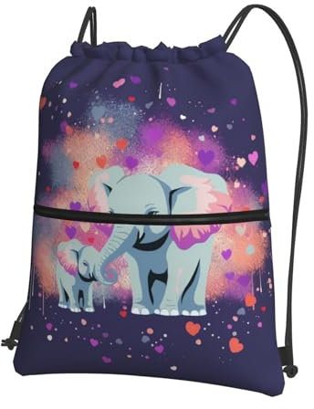 VducK Drawstring Bag Gym Sack Drawstring Backpack Sport Gym Sack Cinch Bag Elephant Sprays Love Sport Bags for Travel