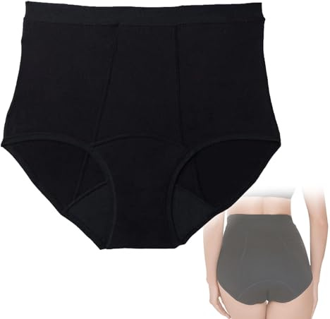 CSGTUO Mutande Assorbenti per Incontinenza Donna Vita Alta Slip Cotone,Biancheria Intima Lavabile per Incontinenza Urinaria Femminile,Intimo di Protezione per Il Ciclo Mestruale,XL,Black