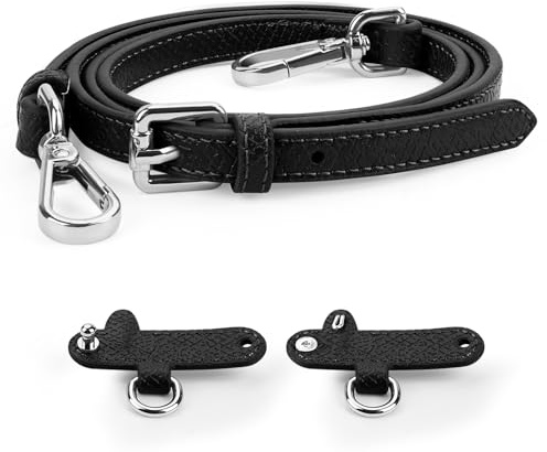 POFIBO Schultergurt für Longchamp Tasche Damen - Mini Bag Straps mit 2 Stück Schultergurtadapter, Verstellbar Schultergurt für Taschen, Schulterriemen Leder für Crossbody Bag(Schwarz)