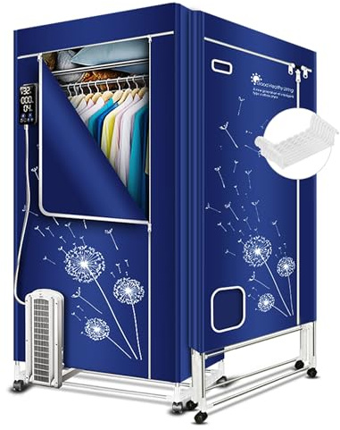 KASYDoFF - Secador de ropa eléctrica portátil, tres capas plegable y 1600 W, tendedero eléctrico calefactor (Anion), 1,7 m Secador de ropa digital para apartamento o casa