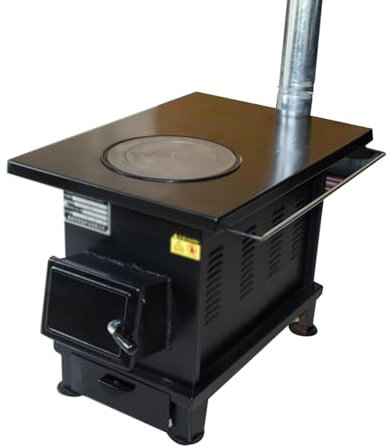ANINGT Holzofen - Tragbarer Pelletofen für Innenbereich - Mit Backofen - Schwarz - Stroh, Holzkohle, Holz - 67 x 47 x 53 cm