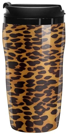 BFGWK Tasses à café fantaisie avec couvercle, gobelet à café durable cool imprimé léopard guépard tasse à café de voyage pour le travail et les voyages