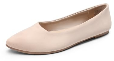 DREAM PAIRS Women's Pointed Toe Flexible Flats,Nude,7