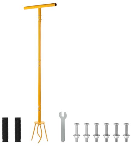 SWAWIS Abnehmbar Gartenkralle mit Stiel Kleinformat, Höhe 99cm, Klauengröße 13.5cm, Vertikutierer und Unkrautentferner in Einem Gerät, zur Bodenauflockerung und Unkrautbekämpfung