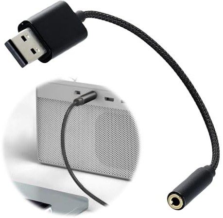 USB Externe Soundkarte, Adapter von USB auf 3.5mm Klinkenbuchse (4-polig CTIA), Stereo Audio Adapter Kabel, für Headset, Lautsprecher, 4-Pol TRRS Mikrofon - Robustes Aluminiumgehäuse - Schwarz