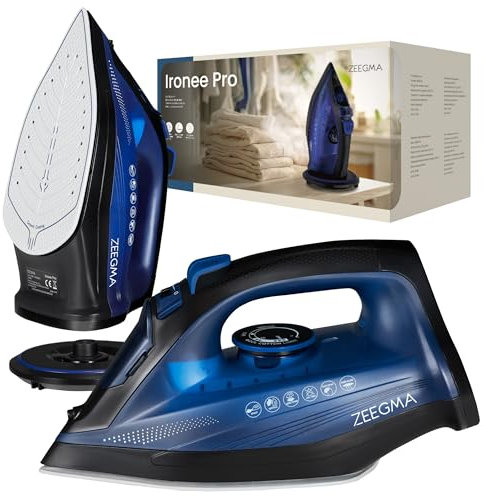 ZEEGMA IRONEE PRO Ferro da Stiro a Vapore senza Filo con Piastra in Ceramica da 2600 Watt, Base di Ricarica a 360 °, Serbatoio da 320 ml Erogazione Vapore 35 g/min Funzione Autopulizia, Anti-Calc/Drip