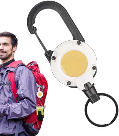Llaveros retráctiles de acero resistente con cordón retráctil, carcasa de ABS/cuerda de alambre extensible, clip de insignia de trabajo, gancho de mosquetón para luz de crecimiento, amarres