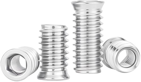 Ctyjia 25 Pezzi Dadi Filettati, M4 x 8mm Inserto Filettato in Legno, Dadi Esagonali per Mobili in Legno, Vite a Esagono Incassato in Acciaio al Carbonio