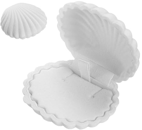 Sea -Shell -Schmuckschatulle - Wiederverwendbarer Velvet Clamshell Schmuckkoffer für Geschenke | Tragbarer Display -Organisator Halsketten, Ohrringe, Ringe, Armbänder, Reisen -Keepsake -Box Frauen und