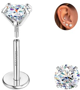 SLLAISS Moissanite Ohrringe Titan Ohrstecker Damen Medizinische 0.2-3CTW | Medizinische Ohrstecker Und Ohrringe mit Flachem Verschluss, Hypoallergen Und Nickelfrei in Gold, titan ohrringe