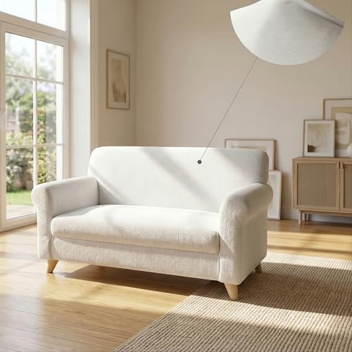 PIU BELLO Copridivano Bielastico Elasticizzato con Braccioli Sagomati – Copri Divano 2 Posti Estensibile 130–170 cm, Salvapoltrona Antimacchia, Lavabile in Lavatrice, Tessuto Premium - BIANCO