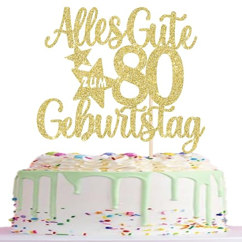 1 Packung Alles Gute Zum 80 Geburtstag Kuchen Topper Torten Deko Junge Mädchen Happy 80th Birthday Cake Topper 80 Kuchendeko Alles Gute Zum 80. Geburtstag Kindergeburtstag Dekoration Gold