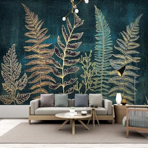 Retro Bunt Pflanzen Blätter Kreativ 3D Tapeten Tapete Luxus Home Esszimmer Fototapete Effekt Wohnzimmer Schlafzimmer Kinderzimmer-200cm×140cm