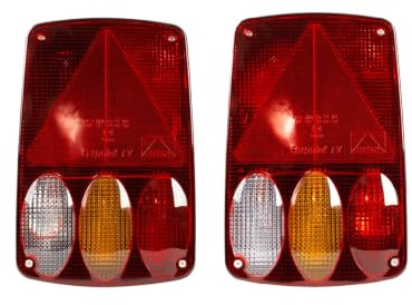 UNITRAILER ASPOECK Rueckleuchten Set EARPOINT IV links und rechts 6 Funktionen 12 V Gluehbirne 153,5 x 236 mm 5 und 8 Pin Bajonett IP64 E4 ADR fuer Anhaenger Lkw und Landmaschinen im Set
