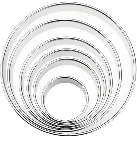 6-Piece Round Cookie Cutter Set - Professional Stainless Steel Circle Cookie Cutter (2 to 6 Inch) Perfect for Baking Pastries,Cookies, Donuts