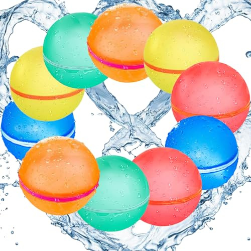 TKGEOUE 10 Wasserbomben Wiederverwendbar Selbstschließend Premium Silikon Magnet Schnelles Befüllen Wiederverwendbare Wasserbomben für Sommer, Pool, Strand, Garten für Kinder und Erwachsene