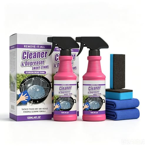 Spray Detergente per Barbecue, Sgrassante Potente, Confezione da 2, per Forno, Piano Cottura e Cappa Aspirante, Rimuove Grassi Incrostati e Residui Bruciati