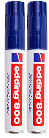 Edding 4 – 800003 Marcador permanente 800 azul (recargables) 4 – 12 mm/Punta Biselada/marcador permanente/superventas No.1 Edding, 1